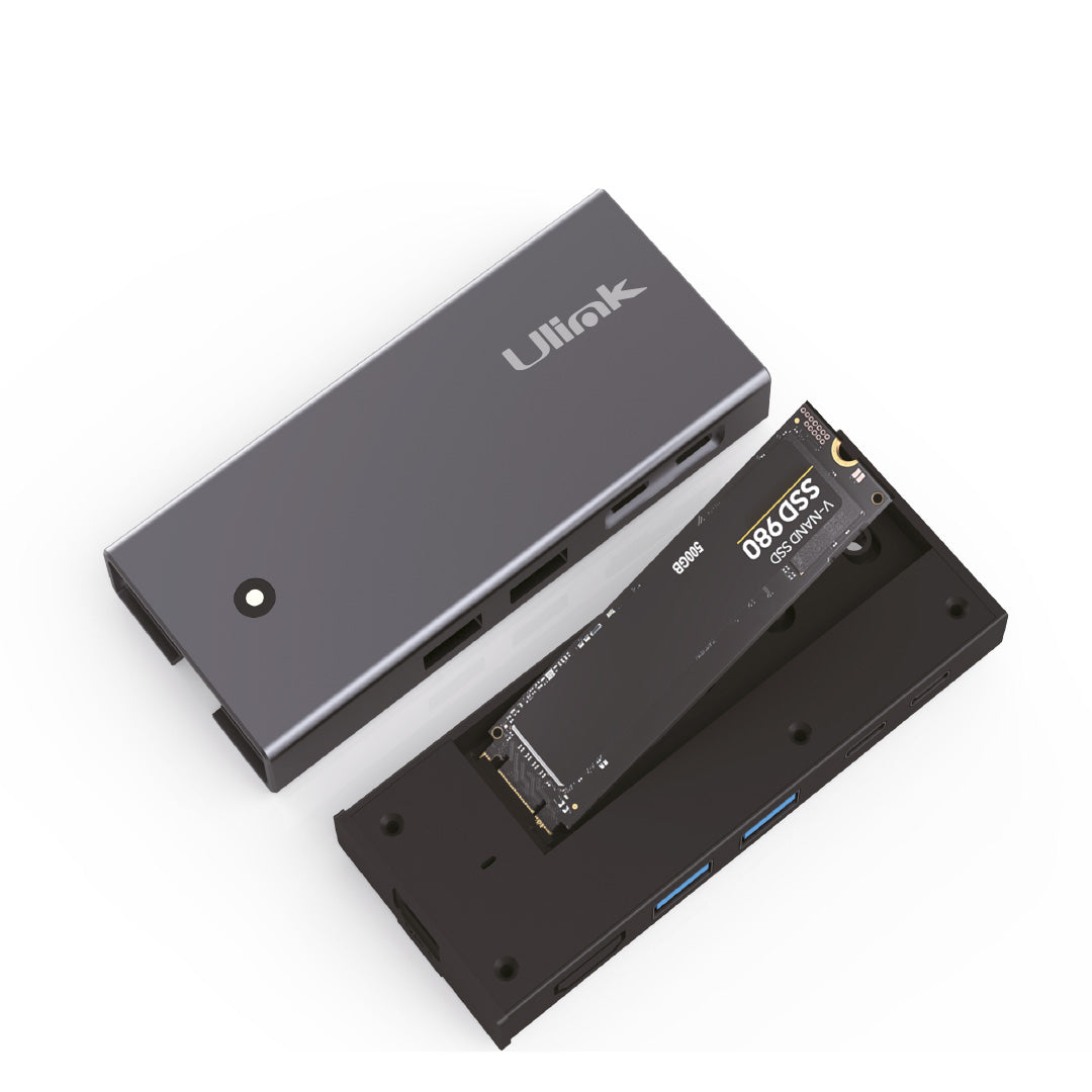 Cofre porta disco duro NVME con multipuerto 5 en 1 / UL-HDDHUB