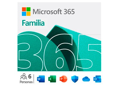 Suscripción Microsoft 365 Family 6 usuarios, 1 año, 1TB cloud storage, PC, Mac, iOS, Android
