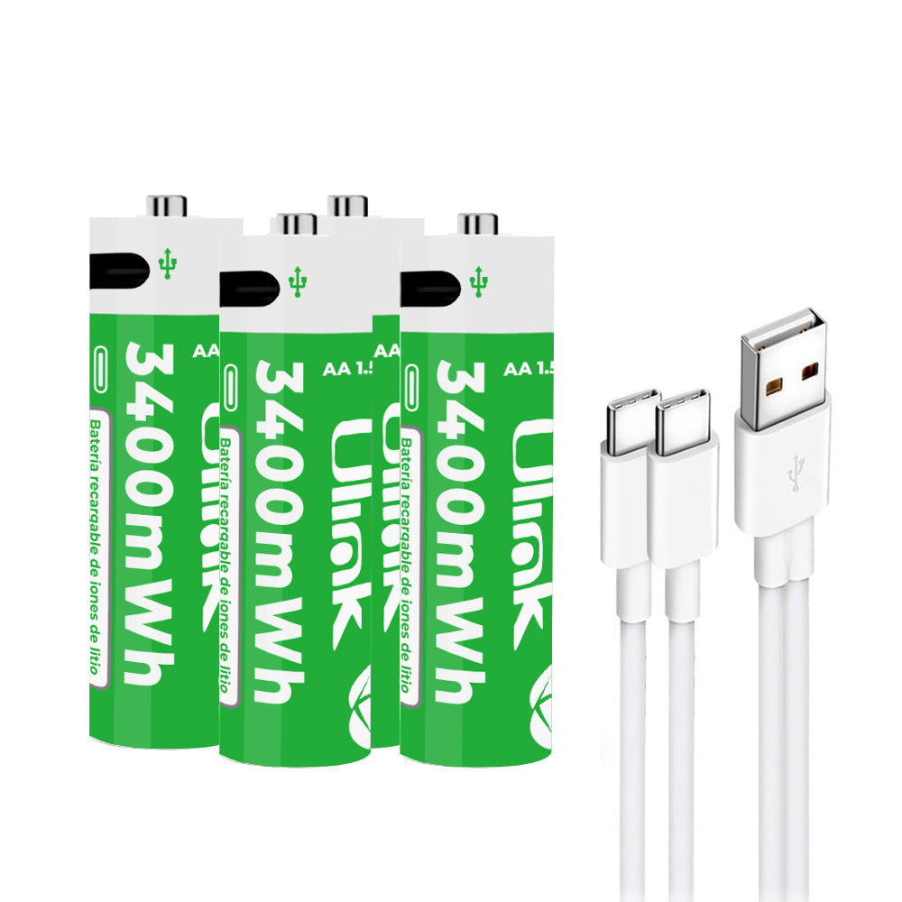 Pilas 4x AA con carga USB C de 3400mWh / UL-BAT2A4