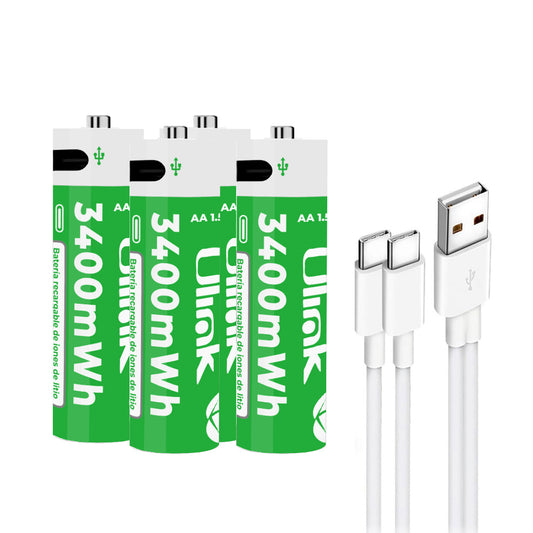 Pilas 4x AA con carga USB C de 3400mWh / UL-BAT2A4