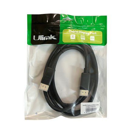 Cable Display port macho - macho de 1,8 mts version 1,2 4K