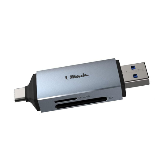 Lector de memoria dual USB C y USB 3.0 para tarjetas SD/Micro SD, aluminio /mod. UL-RD210