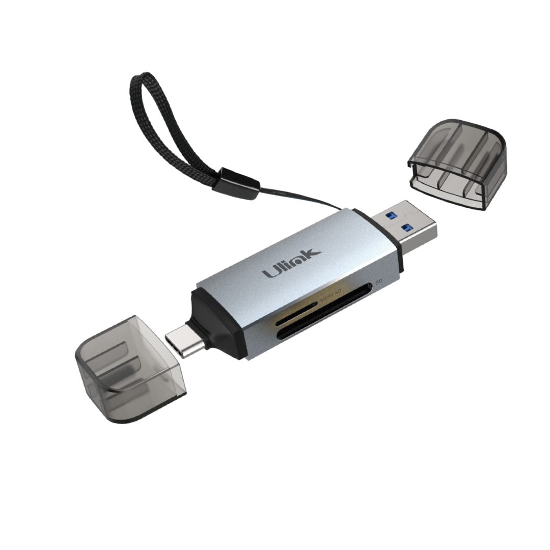 Lector de memoria dual USB C y USB 3.0 para tarjetas SD/Micro SD, aluminio /mod. UL-RD210