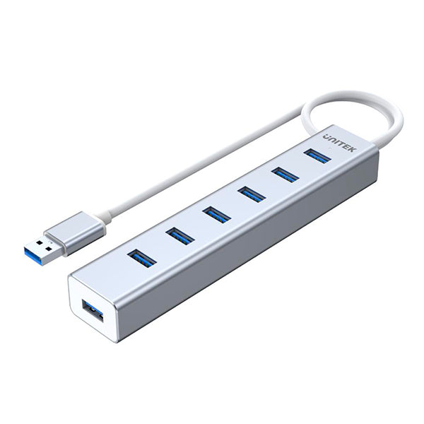 HUB 7 puertos USB 3.0 , aluminio, con fuente 5V2A / mod. Y-3090