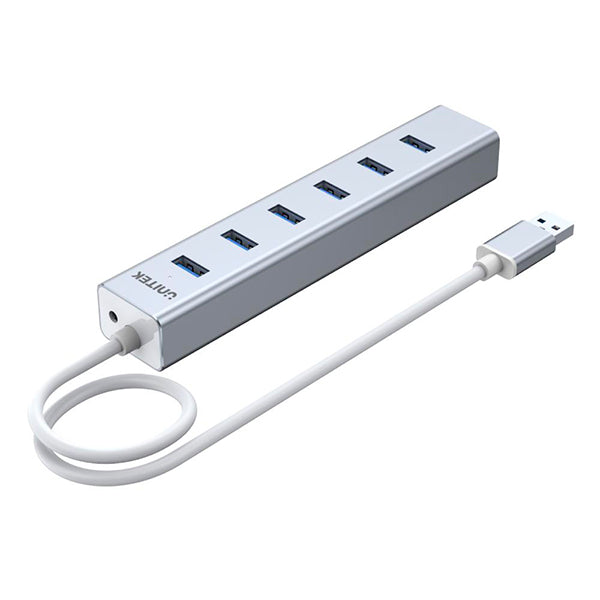 HUB 7 puertos USB 3.0 , aluminio, con fuente 5V2A / mod. Y-3090