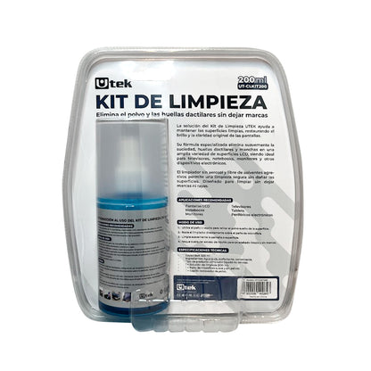 Kit de limpieza universal 3 en 1 (liquido 200ml, escobilla y paño de microfibra) / mod. UT-CLKIT200