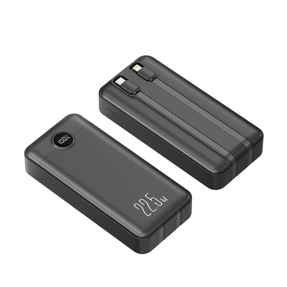 Power bank 20.000mah carga rápida 22,5W, display y 2 cables integrados color negro / BL-PB20BQC