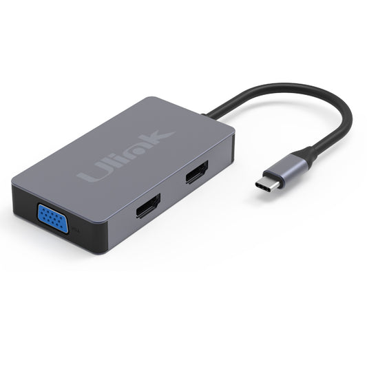 Adaptador multipuerto USB C 5 en 1 , HDMI*2, USB3.0*1, PD*1 , VGA*1, aluminio / UL-ADC501V