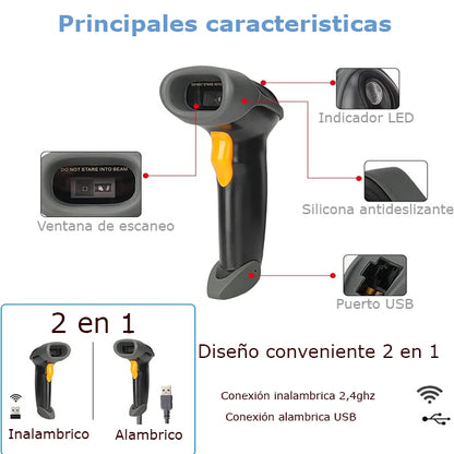 Lector CCD inalambrica 2,4 Ghz y alámbrica USB con procesador de 32 bits / mod. UT-BSCW30